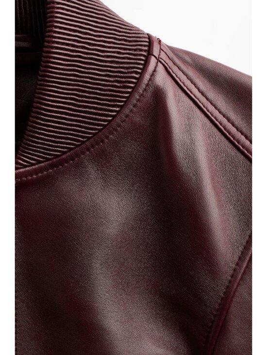 H&M LEATHER BOMBER JACKET - Picture 6 of 6